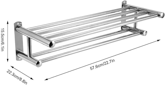 Restokki Double-Layer Stainless Steel Bathroom Shelf, Toilets Storage Shelf, Floating Shelves Screw Mounting Storage Shelves for Kitchen, Bathroom