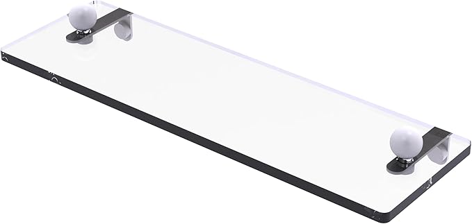 Allied Brass PR-1/16-WHM 16 Inch Glass Vanity Beveled Edges Shelf, Matte White