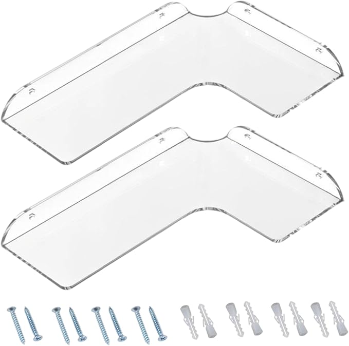 Genérico Angled Shelf,2 Pieces Heavy Duty Acrylic,Wall Mounted Bathroom Shelves | Kitchen Bedroom Office Apartment Residence Home Decoration