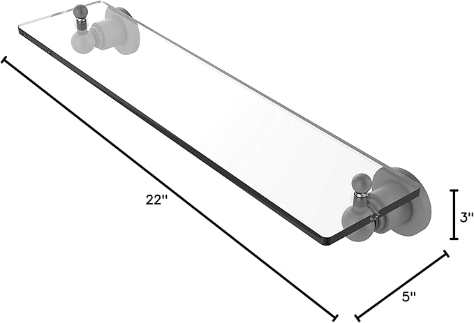 Allied Brass AP-1/22 Astor Place 22 inch Vanity Beveled Edges Glass Shelf, Matte Gray