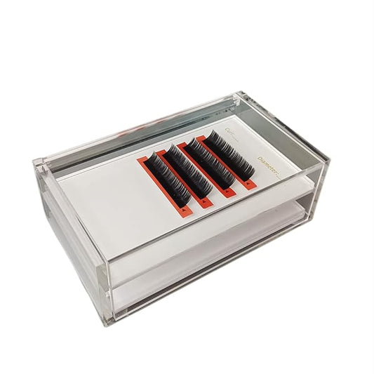 2 Layers Acrylic Eyelash Pallet Organizer Box, Grafting Eyelash Clear Makeup Display Container for False lashes Transparent Storage Case (White)