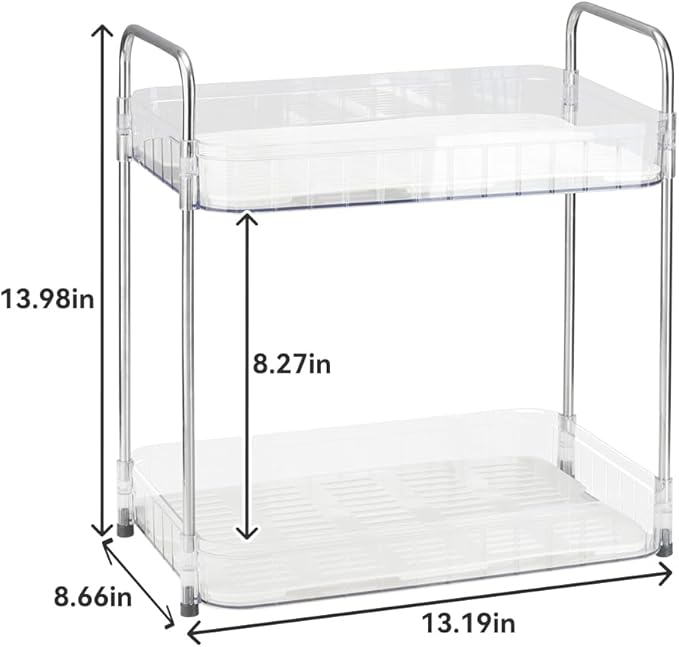 2-Tier Light Bathroom Countertop Organizers – Vanity Tray for Bathroom Organization and Decor, Detachable Makeup Storage Cabinet for Cosmetics, Skincare, and Personal Care Items
