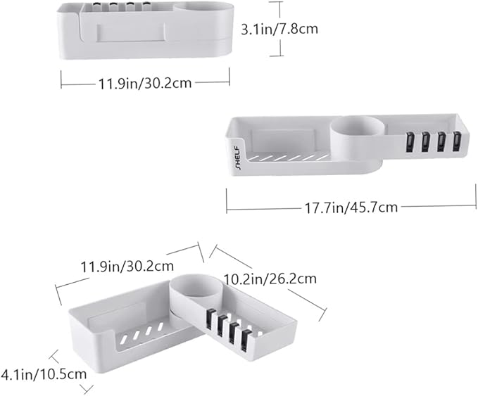 Wall-Mounted Adhesive Bathroom Shelf Rotating Storage Rack Punch-Free Organizer for Corner Black Hooks for Bathrooms and Showers
