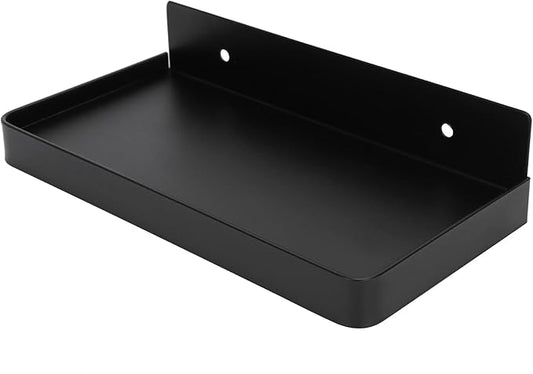TOPINCN Toilet Phone Shelf, Floating Wall Shelves Wall Mounted Thick Phone Holder, Stainless Steel Multifunctional Storage Shelf for Bathroom, Toilet, Kitchen (Black)