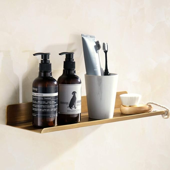 Antique Bathroom Shelf Full Copper Toilet Cosmetic European Wall Hanging Word(40cm)