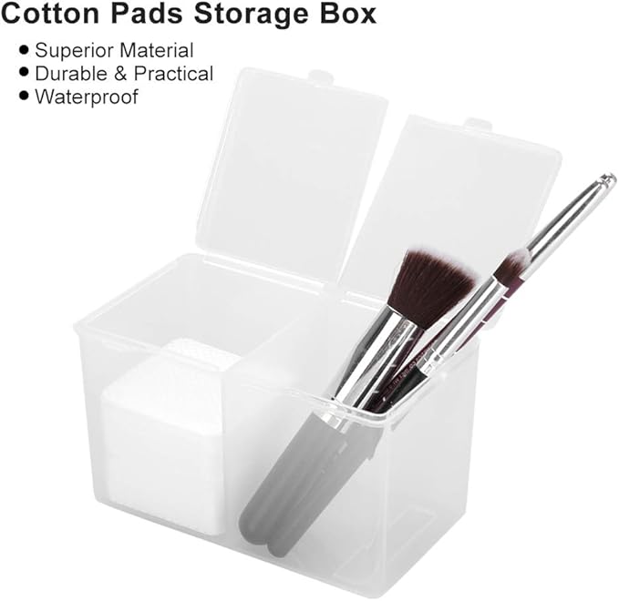 Sonew 2 Grids Storage Box, Multipurpose Cosmetic Organizer, Space Saving, Multifunction Transparent Storage Pads Swabs Container