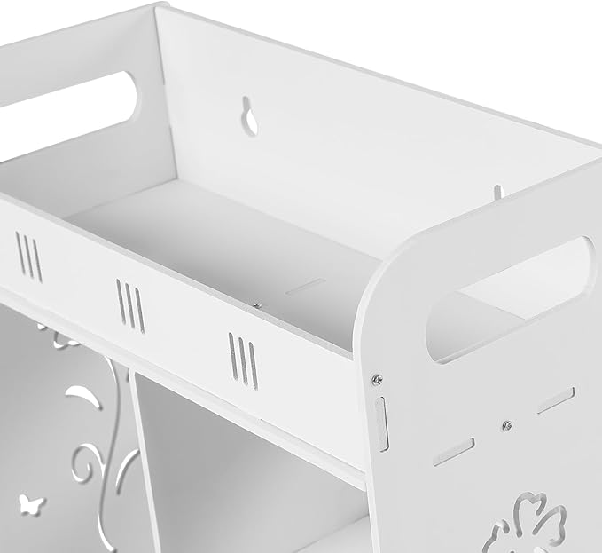 LYNICESHOP Wall Mount Bathroom Cabinet with 2 Drawers,Waterproof PVC Wall Shelf for Bathroom Storage, 33lbs Capacity Nail-Free Adhesive Mount, White Modern Vanity Organizer