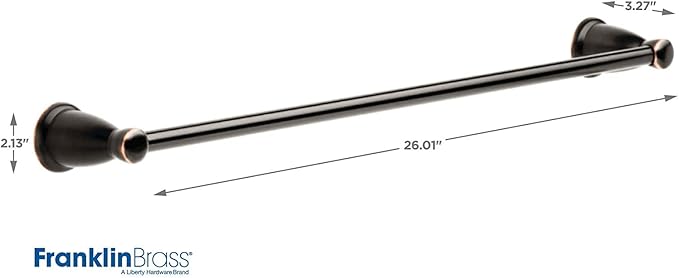 Franklin Brass Kinla 3-Piece Bathroom Set Oil Rubbed Bronze 24" Towel Bar Rack, Toilet Paper Holder, Ring Hardware KIN3PC-ORB