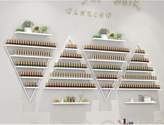 Metal Wall-Mounted Nail Polish Organizer Display Rack Cosmetic Display Case for Small Space, Vanity Bathroom (White)