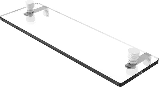 Allied Brass FT-1/16-WHM Foxtrot 16 Inch Glass Vanity Beveled Edges Shelf, Matte White