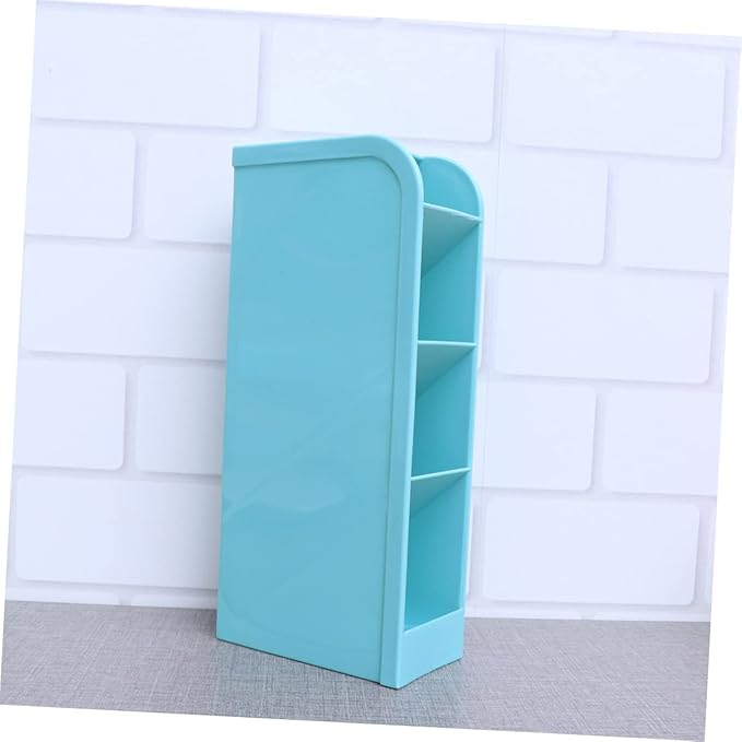 Diagonal Makeup Brush Holder and Stationery Organizer Small Blue Desktop Storage Box for Office and Home Use Durable and Stylish Design for Pens Brushes and Cosmetics