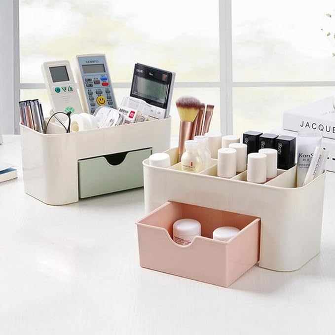Cosmetic Organisers, Makeup Organizer Stackable Cosmetic Storage with Drawers Vanity Table Bathroom Countertop Office Desk Organizer for Pens Jewelry Display (Pink)