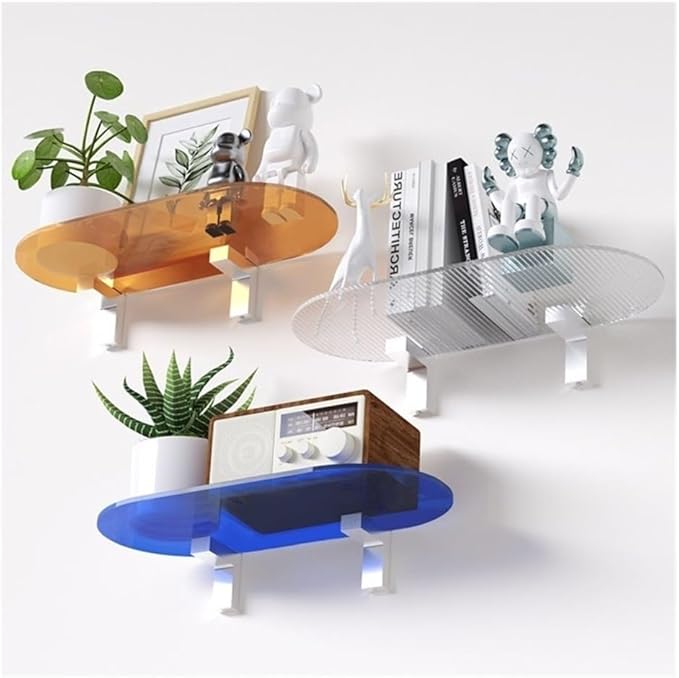 Bathroom Shelves Acrylic Floating Shelves for Wall, Clear Acrylic Display Shelf, Wall Decoration & Storage Shelf for Living Room, Bathroom, Bedroom, Kitchen bathroom organizers and storage(Blue)