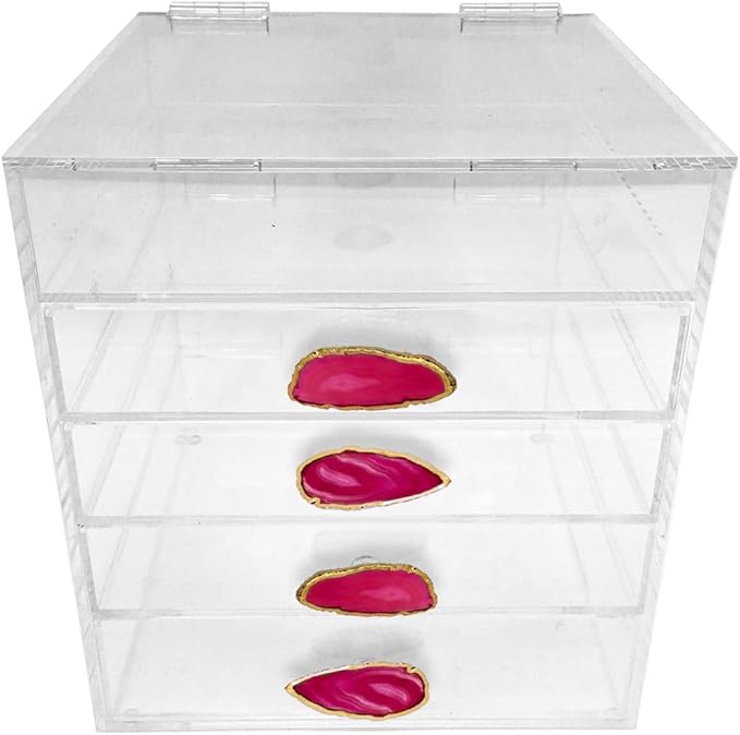 OnDisplay Ultimate Diva Cosmetic Organization Station - 12" Cube - Gold/Silver Agate (Pink/Gold)