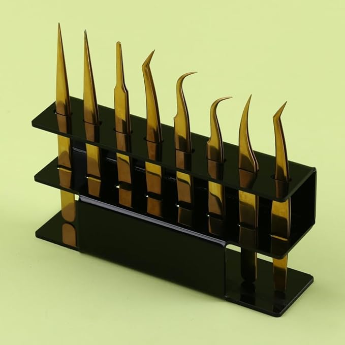Acrylic Tweezers Holder, 8 Holes Tweezers Stand Display Organizer for Eyelash Extension Supplies Accessories Grafting Beauty Tools (8 Holes Black)