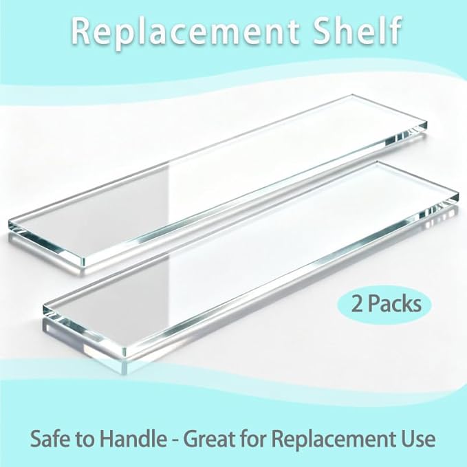 Yunguzi 2 PCS 13 Inch Acrylic Medicine Cabinet Shelves – Clear Replacement Cabinet Shelf for Bathroom, Kitchen, Living Room, Wall-Mounted & Hanging Cabinets