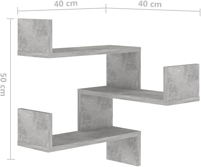 Wall Corner Shelf, Floating Corner Shelves for Living Room Bedroom, 3-Tier Engineered Wood Corner Storage Organizer, Matte Concrete Grey, 15.7x15.7x19.7 in