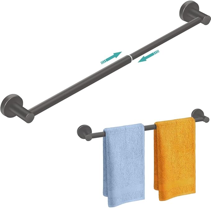 MGahyi Towel Racks for Bathroom-Adjustable Towel Holder(13.18inch-24inch) Sturdy and Rustproof Towel Bar Wall Mounted, Single Towel Bar Rod for Bathroom Accessories (Grey, 1Pack)