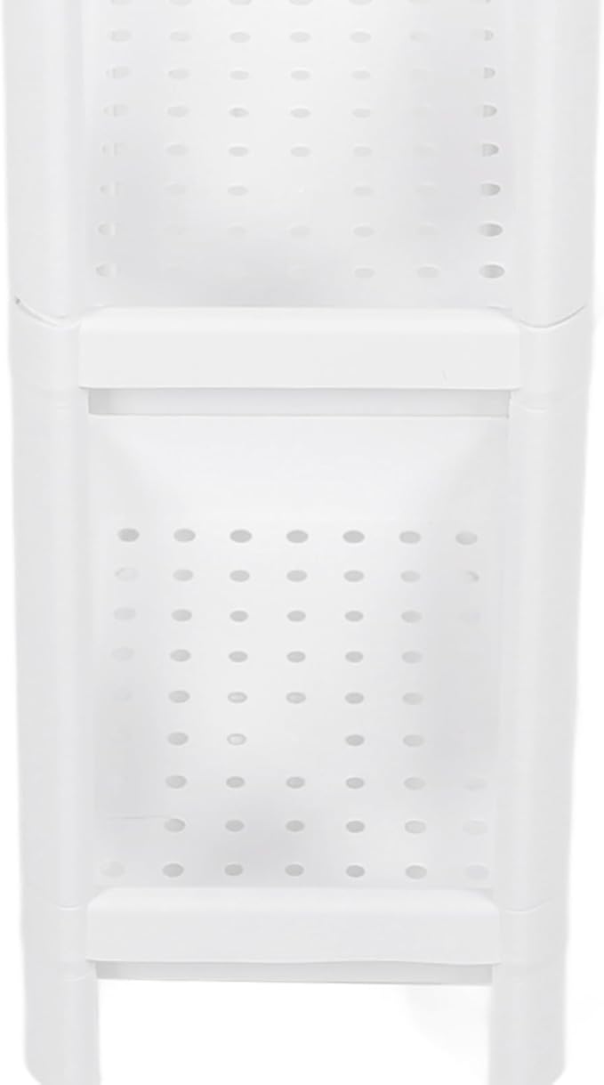Narrow Freestanding Bathroom Shelf, Space Saving Storage Rack White Laundry Shelf for Bathroom Laundry Room Kitchen Bedroom Compact Areas (3 Tier)
