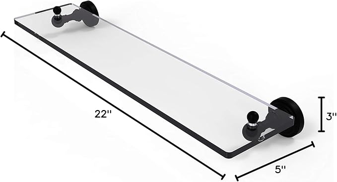 Allied Brass Waverly Place Collection 22 Inch Vanity Beveled Edges Glass Shelf, 22-Inch, Matte Black