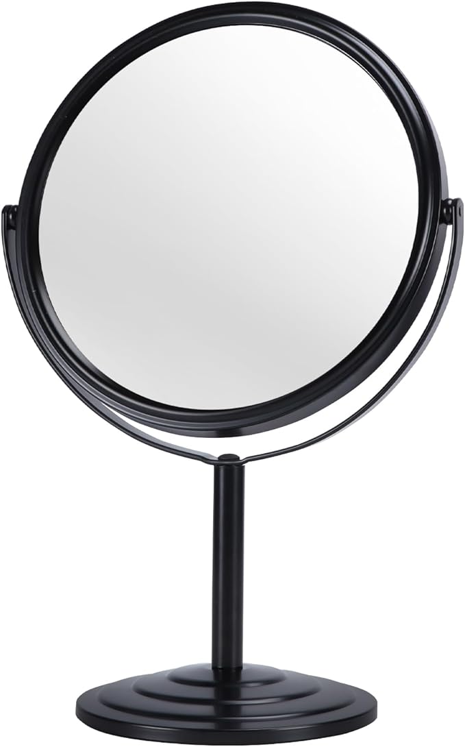 1X 3X Magnifying Makeup Mirror Vanity Mirror for Tabletop Desk, Black Standing Bathroom Cosmetic Mirror, Portable Double Sided Magnification Mirror