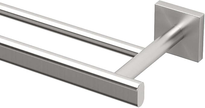 Gatco 4074 Elevate Double Towel Bar, Satin Nickel/Wall Mounted 24 Inch Double Towel Holder Rack for Bathroom
