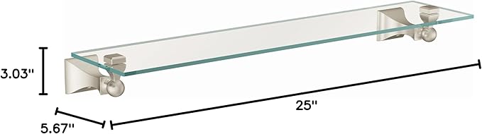 Moen DN8390BN Retreat 22-Inch Wide x 5-Inch Deep Decorative Glass Bathroom Vanity Shelf, Brushed Nickel