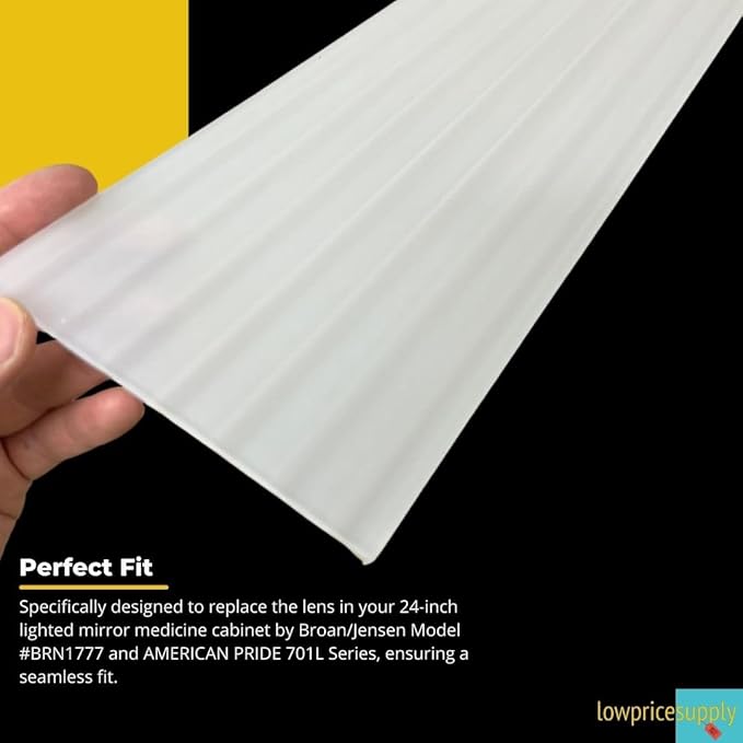 Replacement Lens For 24"H Lighted Medicine Cabinet, Replacement Lens Cover Diffuser, Frosted Medicine Cabinet Light Lens for Medicine Cabin FLAT or CURVED Style (FLAT 23.88'' X 4.88)