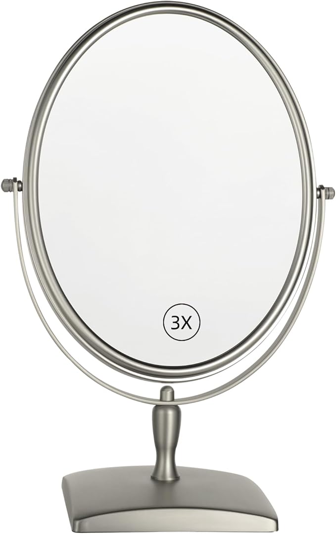 Surdy 10" Vanity Makeup Mirror 1X/3X Magnification Double Sided 360 Degree Swivel Magnifying Mirror for Table, Desk, Countertop Shaving Make Up