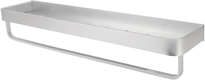 Space Aluminum Bathroom Shelf 60cm Wall Mounted Floating Storage - Punch Free Installation, Rust, Large Capacity for Kitchen, Laundry & Bathroom Organization (with Hook)
