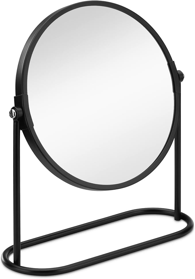 Navaris Cosmetic Mirror For Table Top - Desktop Mirror For Makeup And Grooming - Double Sided With 2x Magnification Mirror, 7.6" x 7.1" x 2.4"