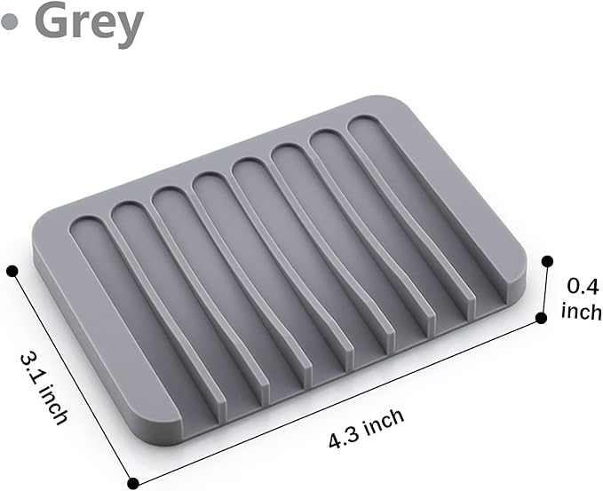 Self Draining Soap Dishes, 3 Pcs Silicone Soap Saver, Waterfall Drainer Soap Holder for Bathroom, Extend Soap Life, Keep Soap Bars Dry Clean & Easy Cleaning (White, Gray, Teal)