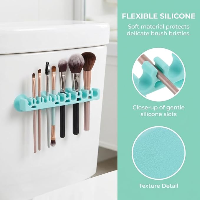 Beavorty Cosmetic Brush Storage Rack 1pc Silicone Makeup Brush Paint Silicone Holder Makeup Storage Organizer Box Drying Shelf Holder Organizer Desk