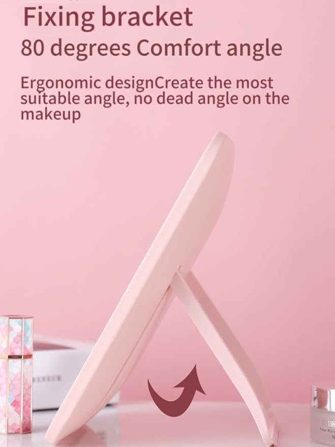 Professional Lighted Makeup Mirror with Lights - Vanity Mirror with LED Brightness Adjustable, Three Colors Changing Lights, Portable and Foldable Stand - USB Rechargeable