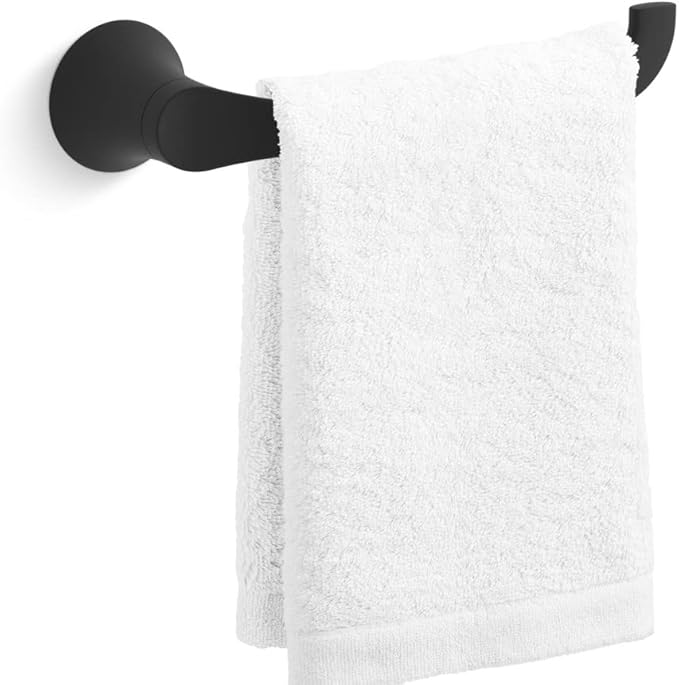 KOHLER 27396-BL Simplice Towel Arm, includes Installation Hardware, Matte Black
