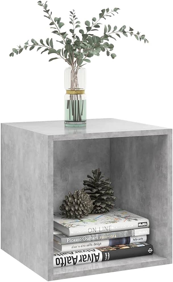 Wall Cabinet Set of 2, Modern Square Floating Storage Shelves for Living Room, Bedroom or Office, Concrete Grey Engineered Wood, 14.6 x 14.6 x 14.6 inch, Space-Saving Mountable Display Units