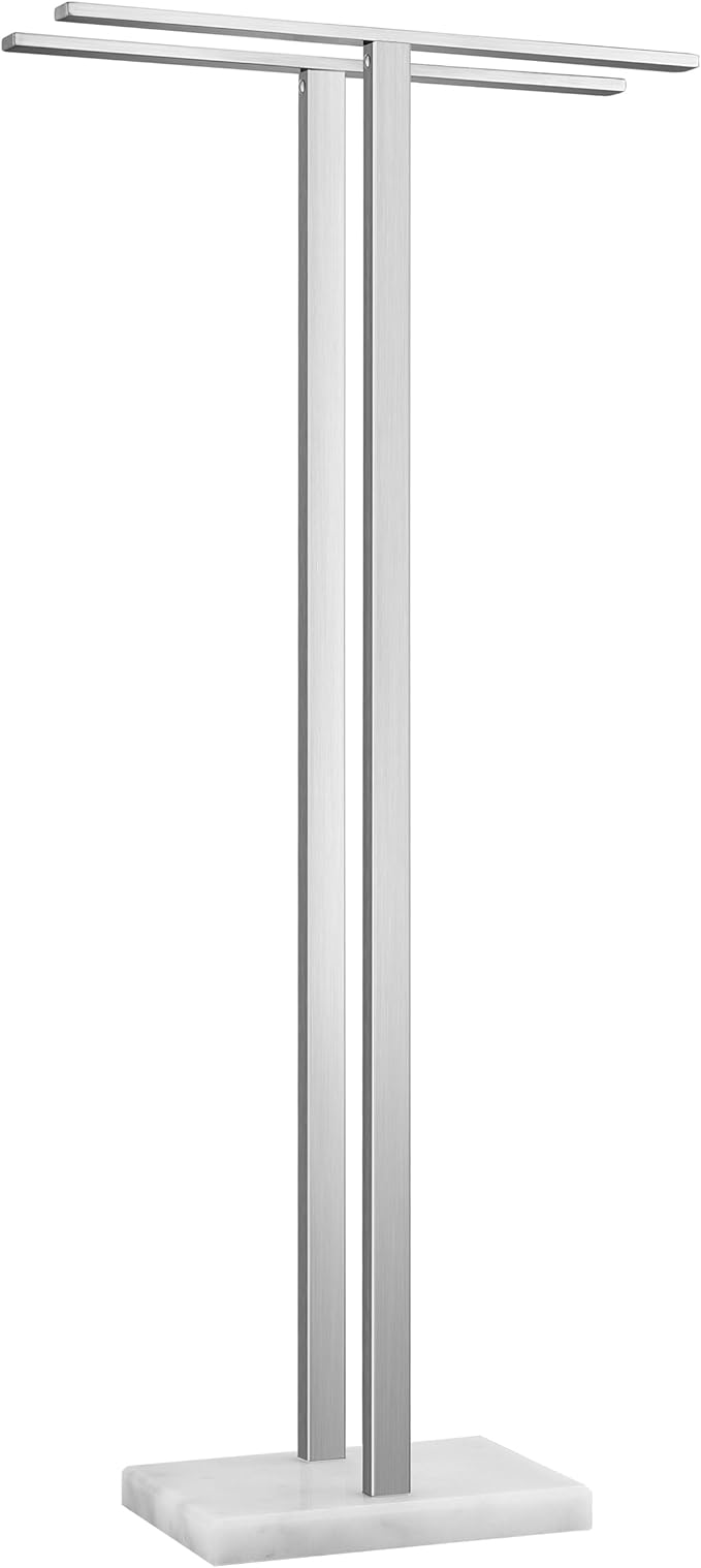 KES 43'' H Standing Towel Rack for Bathroom, Free Standing Towel Rack Floor with Weighted Marble Base 2-Tier, Outdoor Towel Racks Extra High Thick 18/8 Stainless Steel Brushed Finish, BTH232-2