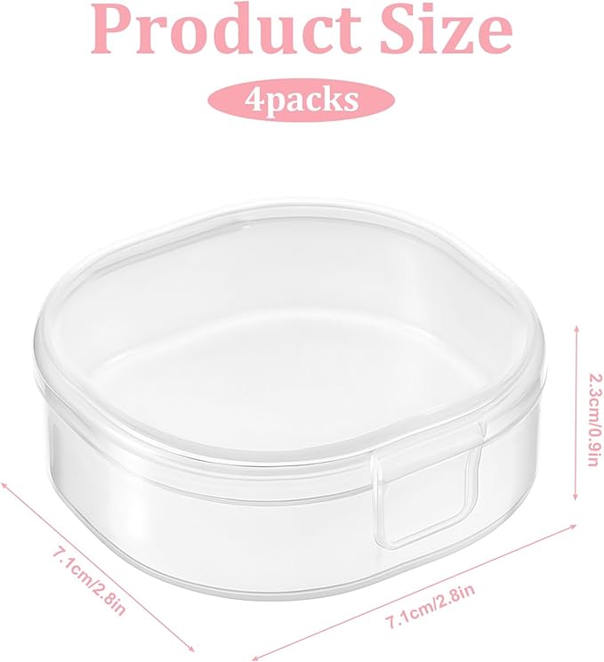 4 Pcs Cotton Round Holder, Square Powder Puff Cases Travel Cotton Round Conrainer Portable Cottons Rounds Dispenser for Women Girls Remover Cottons Ball Powder Puff Container Box