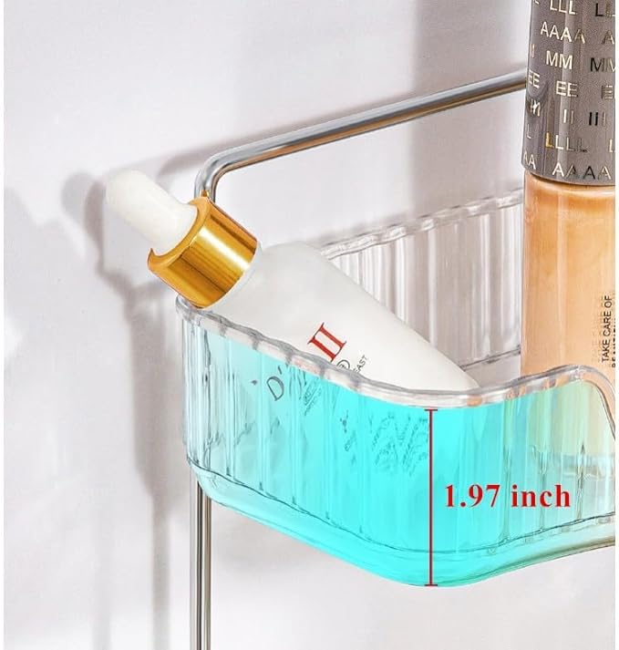 CESTATIVO Corner Bathroom Counter Organizer, Vanity Trays for Bathroom, Skincare Makeup Organizer Shelf, Shelf Cosmetics, Toiletries, Lotions, Perfumes (2 Tiers, Clear)