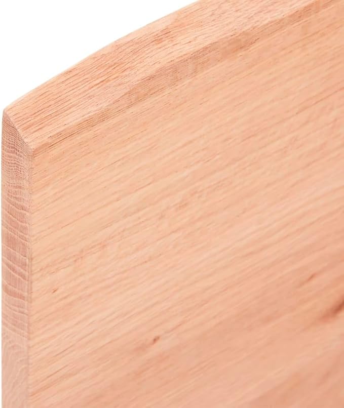 Solid Wood Oak Wall Shelf 31.5x23.6 Inches Light Brown Treated Surface with Live Edge for Bathroom Kitchen Storage Rustic Floating Shelf