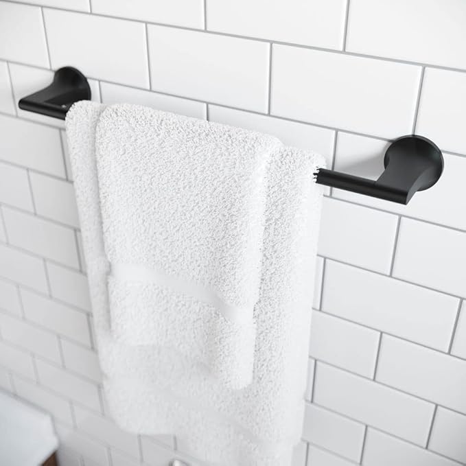 Pfister Pfirst Modern Bath Towel Bar for Bathroom, 18-Inch, Wall-Mounted, Screw-In, Matte Black Finish, BTBPFM1B