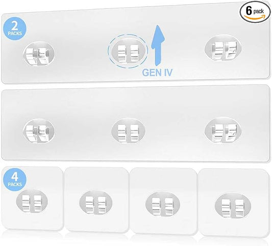 Elegant Shower Caddy Adhesive Replacement, 6 PCS Strong Waterproof Adhesive Hooks and Strips for Shower Shelf and Bathroom Storage Shelves, No Drilling Also Fit Kitchen Rack