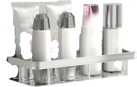 Bathroom Shelves Accessories Organizers Wall-Mounted Storage Brackets Metal Without Punching Holes(A wihte 1PCS)