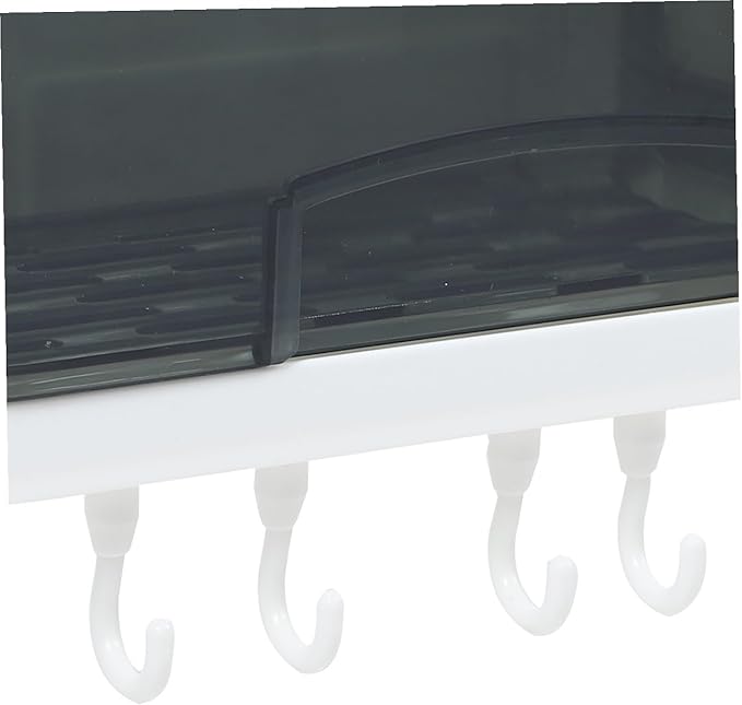 PRETYZOOM Wall Mounted Bathroom Shelf Storage Rack Plastic Wall Shelves with Hooks Multifunctional Kitchen Organizer for Home Random Color