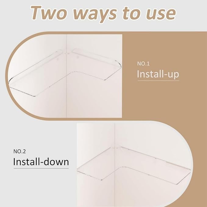 Genérico Angled Shelf,2 Pieces Heavy Duty Acrylic,Wall Mounted Bathroom Shelves | Kitchen Bedroom Office Apartment Residence Home Decoration