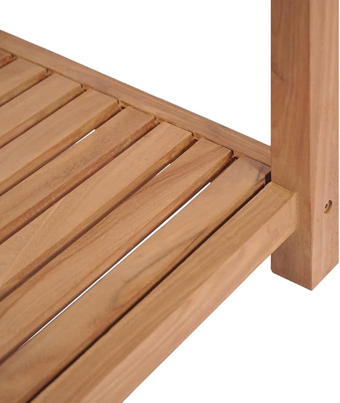 Solid Teak Wood Storage Rack for Bathroom, Natural Finish Teak Wood Storage Organizer with Four Shelves, Traditional Style Solid Rack for Bedroom or Living Room