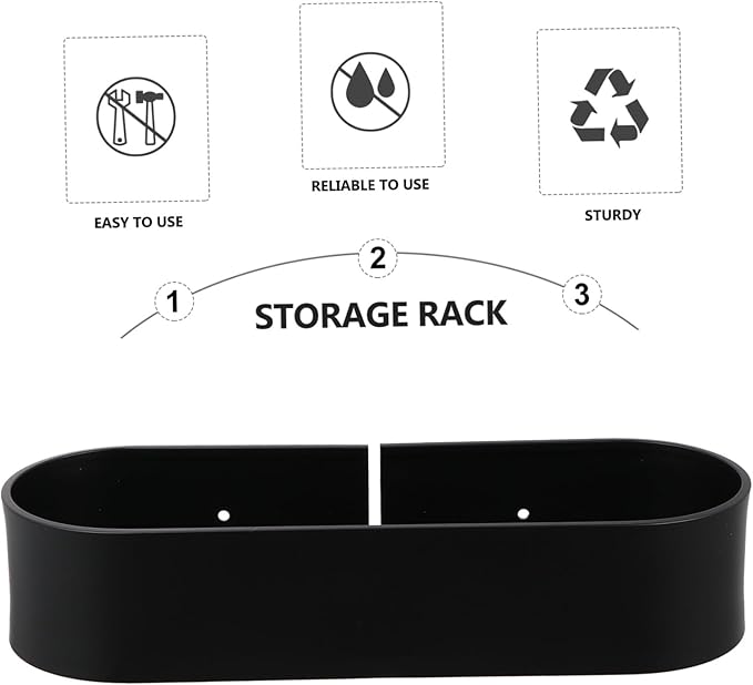 1Pc Punch Metal Bathroom Wall Rack Compact and Easy to Clean Storage Shelf for Toiletries Breathable Design for Quick Drying Black Wall Mounted Organizer