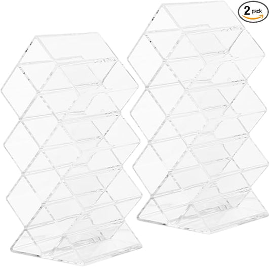 2Pcs Acrylic Lipstick Storage Organizer Clear Lip Gloss Holder Display Shelf Balm Stand Tint Storage Rack Desk stick Organizer Makeup Box Transparent Cosmetic