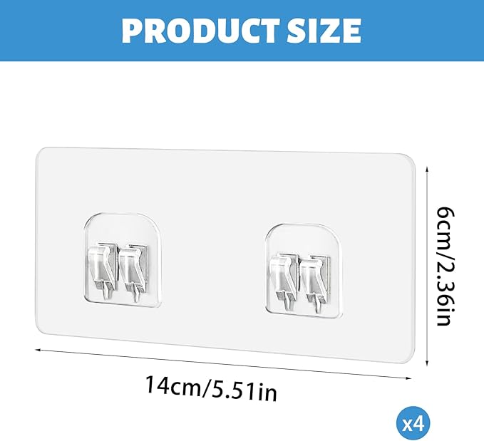 Chris.W 4 Pack Clear Adhesive Suction Sticker for No Drilling Bathroom Shower Shelf Accessories, Super Strong Adhesive Wall Sticker for Shower Caddy and More