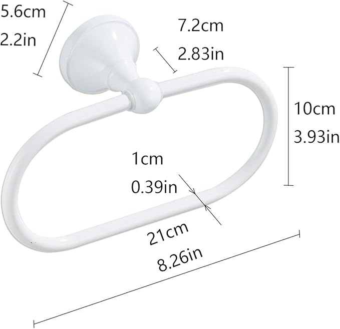 Flybath Oval Towel Ring Antique Brass Hanger Hand Towel Holder for Bathroom Kitchen Accessories Wall Mounted, White Finish